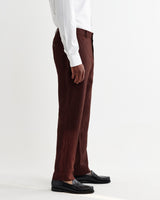 wax london men's Alp - Merlot Linen Slim Fit Trousers