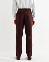 wax london men's Alp - Merlot Linen Slim Fit Trousers