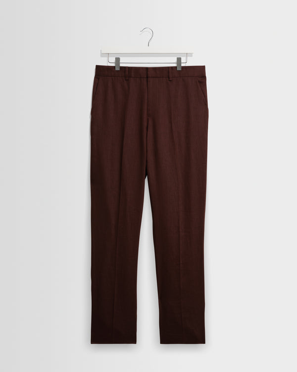 wax london men's Alp - Merlot Linen Slim Fit Trousers
