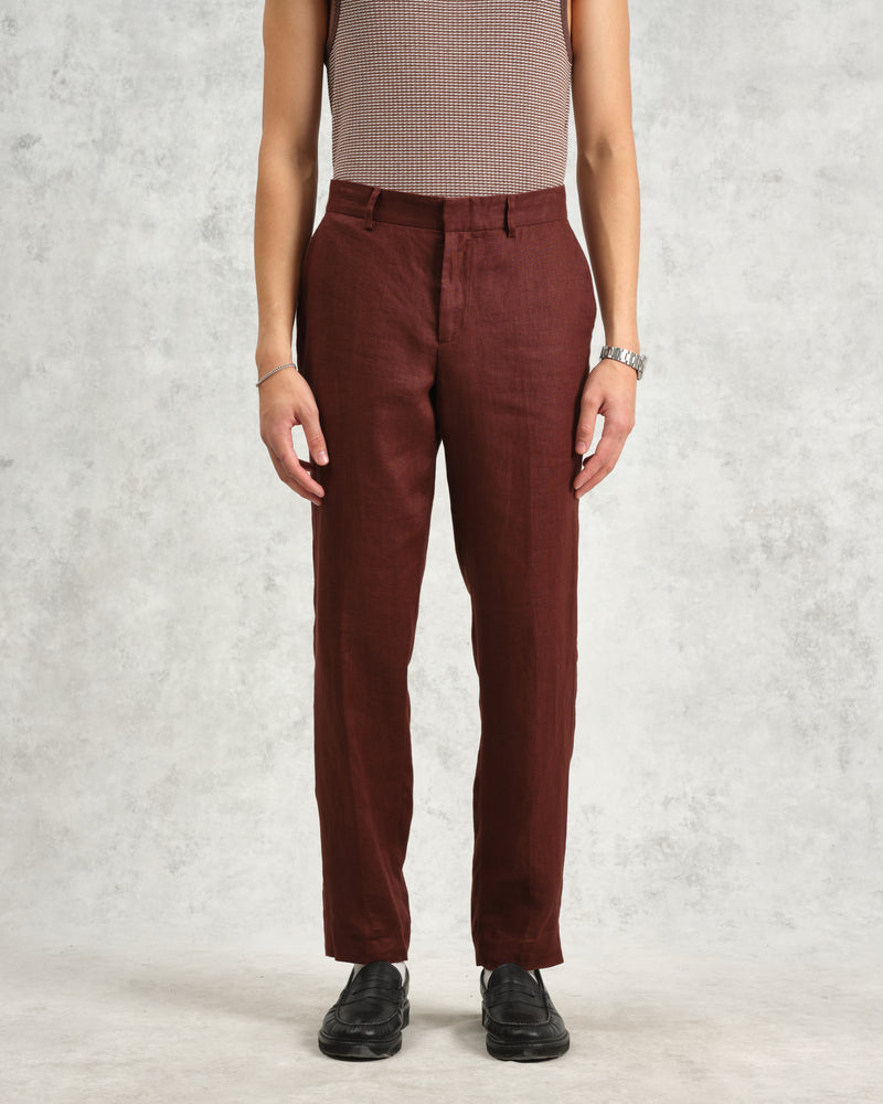 wax london Alp - Merlot Linen Trousers