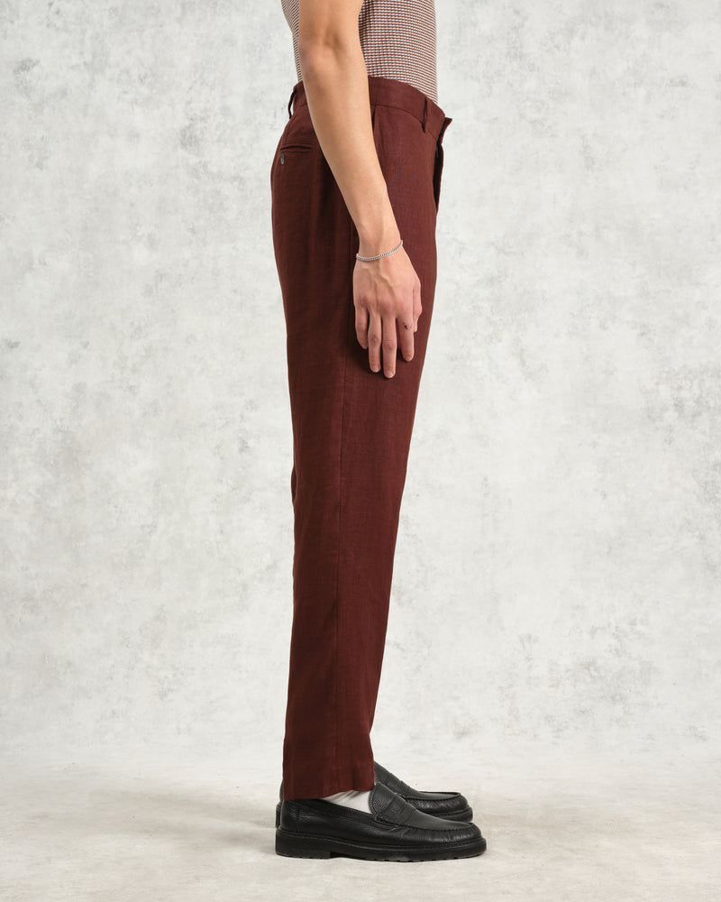 wax london Alp - Merlot Linen Trousers