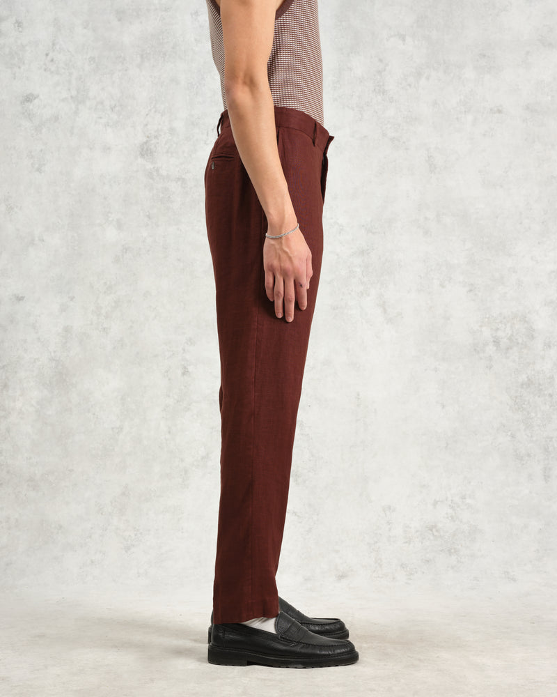 wax london Alp - Merlot Linen Trousers