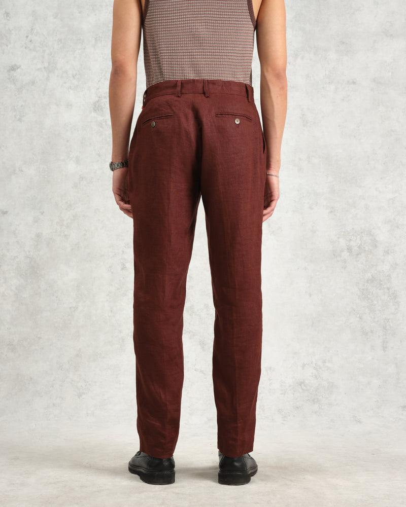 wax london Alp - Merlot Linen Trousers