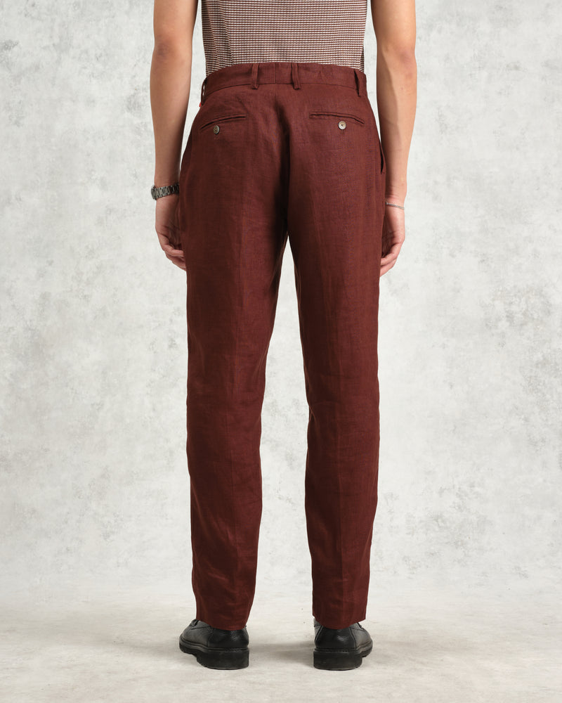 wax london Alp - Merlot Linen Trousers