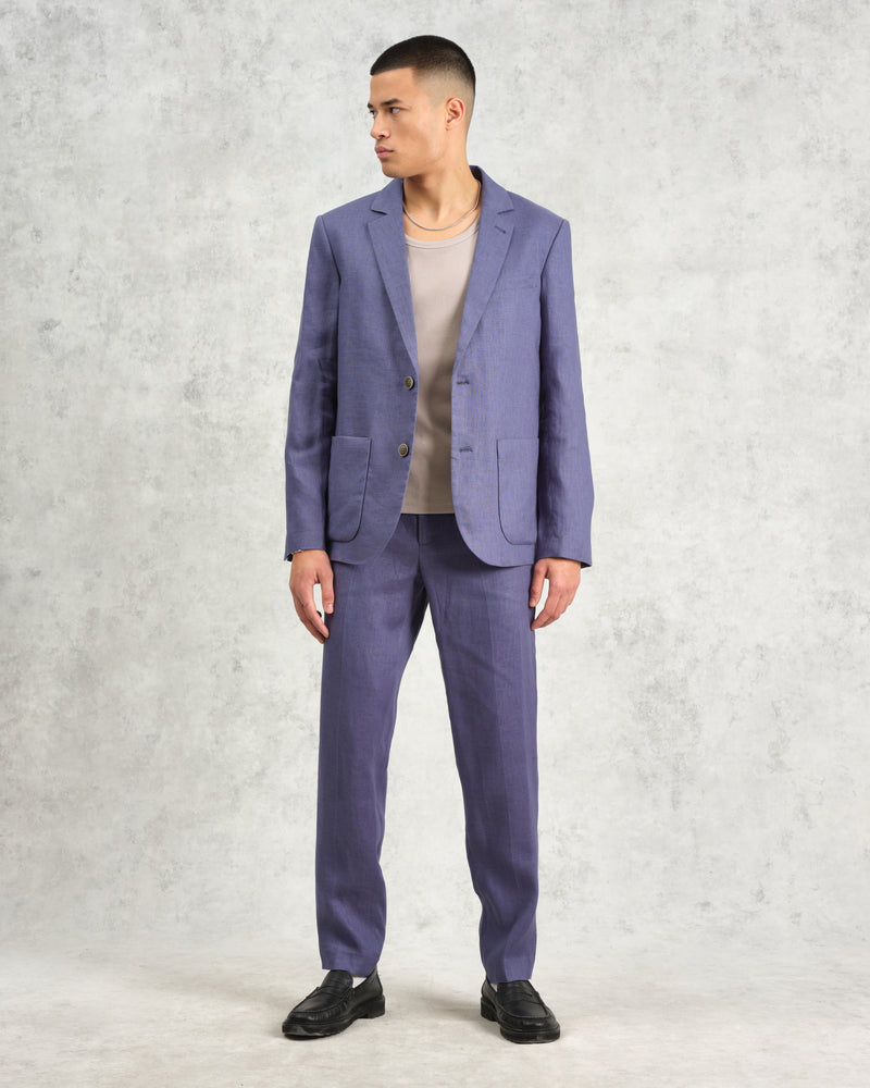 wax london Alp - Mid-Blue Linen Trousers