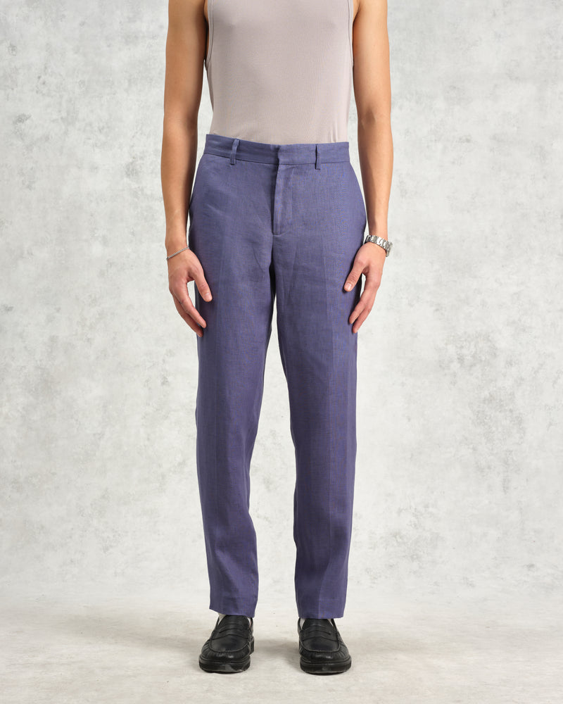 wax london Alp - Mid-Blue Linen Trousers