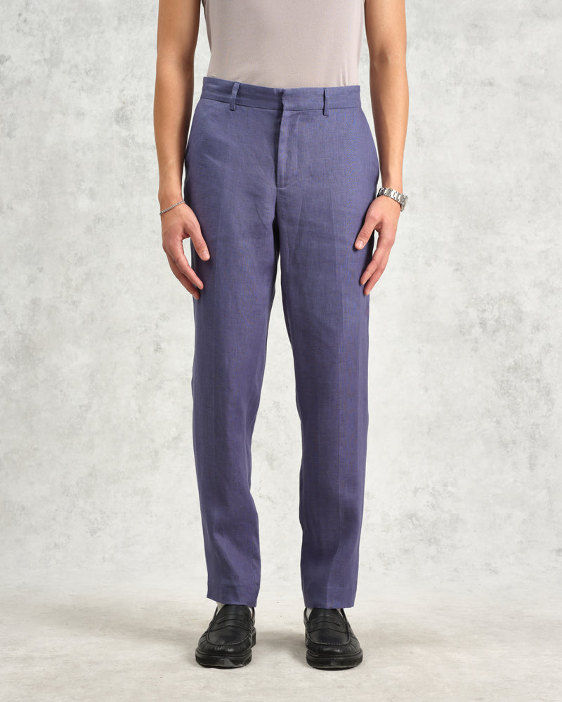 wax london Alp - Mid-Blue Linen Trousers