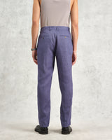 wax london Alp - Mid-Blue Linen Trousers