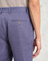 wax london Alp - Mid-Blue Linen Trousers