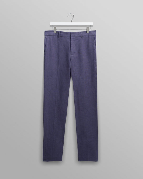 wax london men's Alp - Mid-Blue Linen Trousers