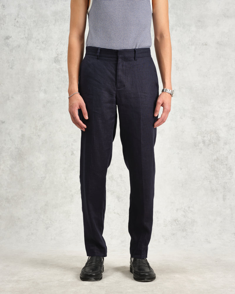 wax london Alp - Midnight Navy Linen Trousers