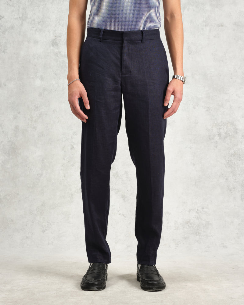 wax london Alp - Midnight Navy Linen Trousers