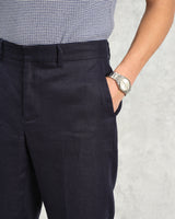 wax london Alp - Midnight Navy Linen Trousers