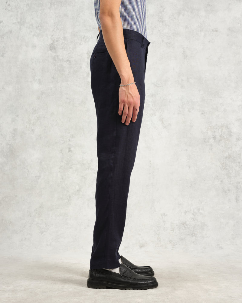 wax london Alp - Midnight Navy Linen Trousers