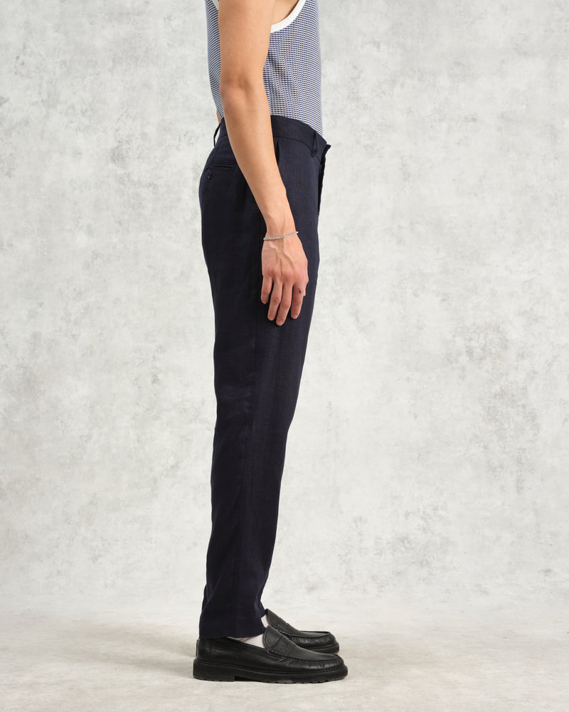 wax london Alp - Midnight Navy Linen Trousers