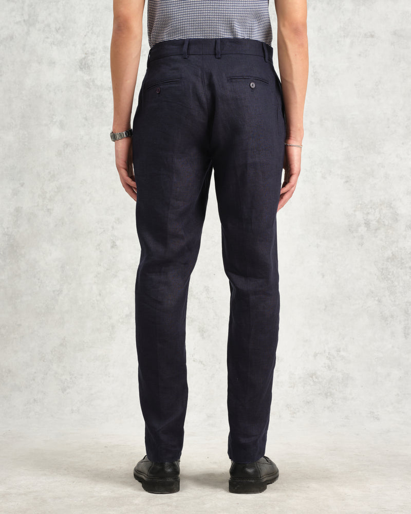 wax london Alp - Midnight Navy Linen Trousers