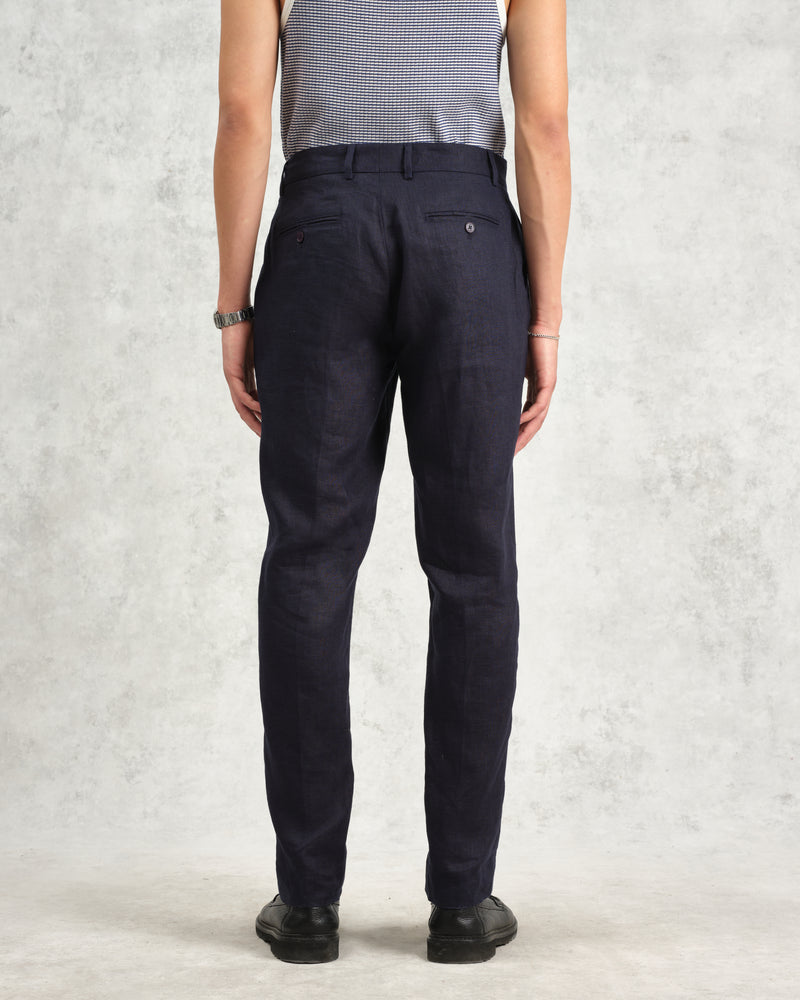 wax london Alp - Midnight Navy Linen Trousers