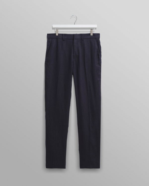 wax london men's Alp - Midnight Navy Linen Trousers