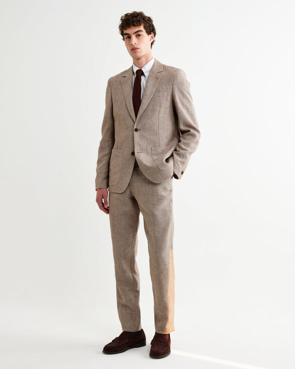 Alp - Natural And Brown Stripe Linen Trousers