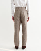 wax london men's Alp - Natural And Brown Stripe Linen Trousers