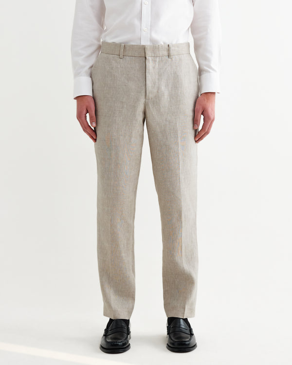 wax london men's Alp - Natural Linen Slim Fit Trousers