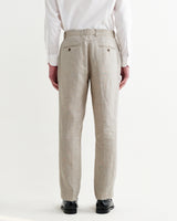 wax london men's Alp - Natural Linen Slim Fit Trousers