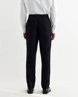 wax london men's Alp - Navy Linen Slim Fit Trousers