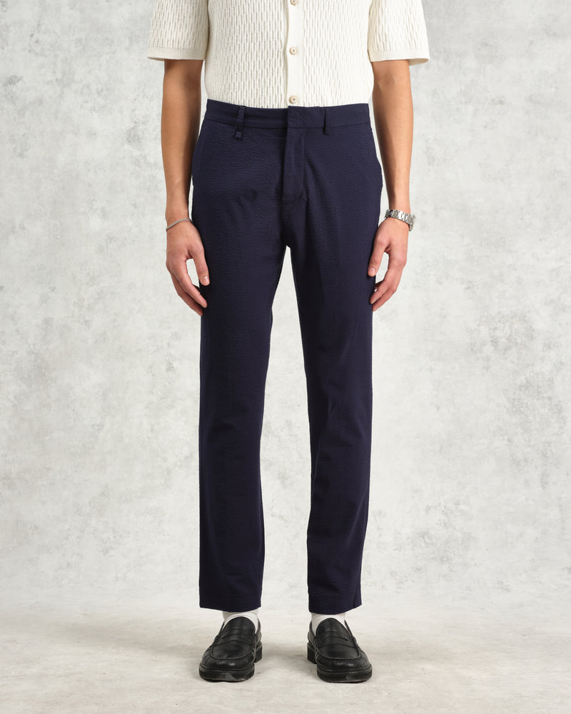 wax london Alp - Navy Seersucker Trousers