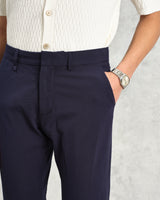 wax london Alp Trousers Navy Seersucker