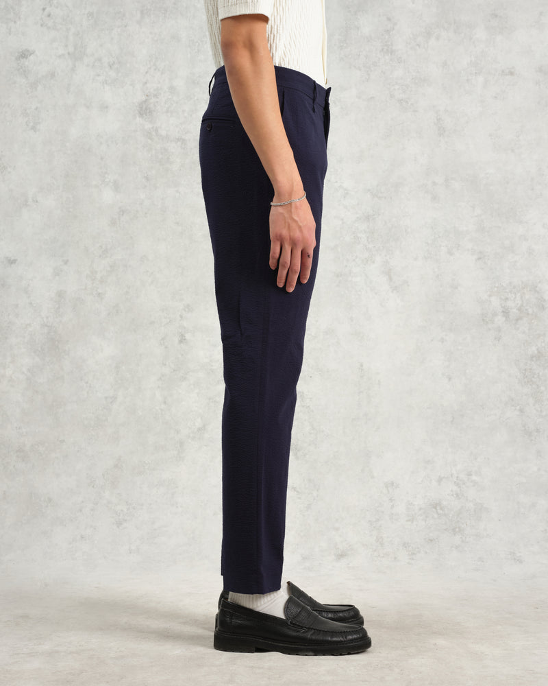 wax london Alp - Navy Seersucker Trousers