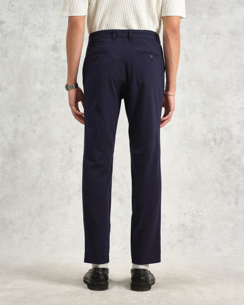 wax london Alp - Navy Seersucker Trousers