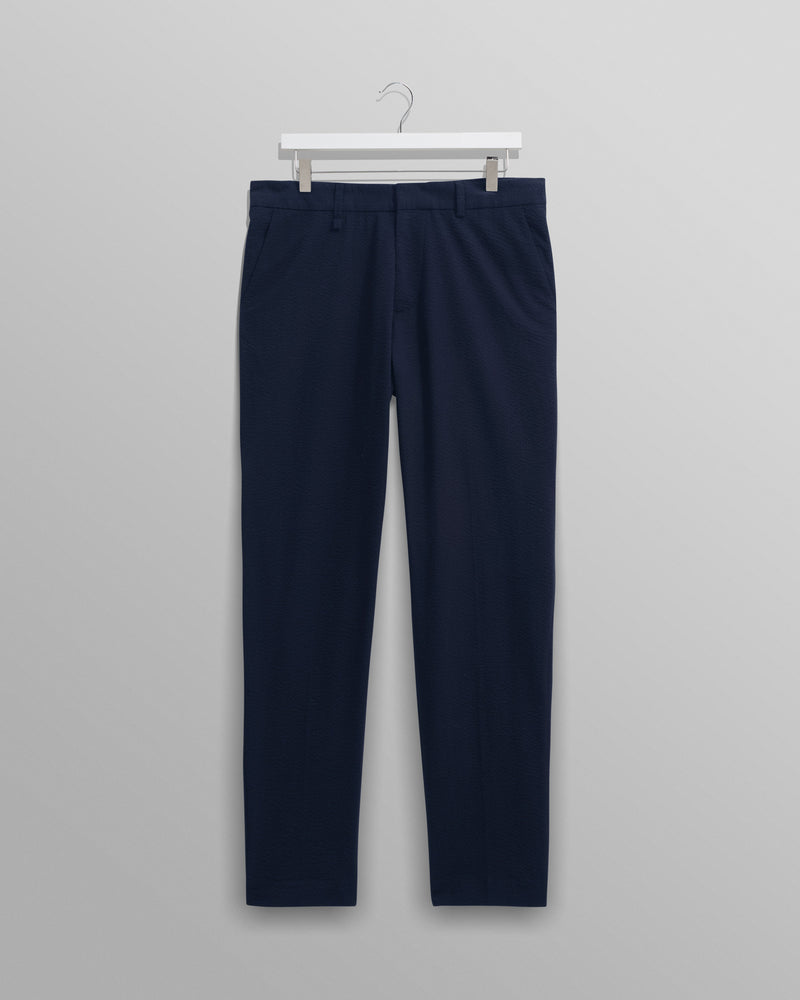 wax london Alp Trousers Navy Seersucker