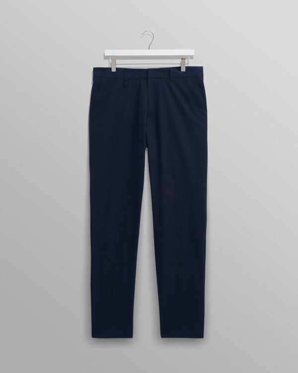wax london men's Alp - Navy Seersucker Trousers