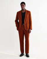 wax london men's Alp - Rust Linen Slim Fit Trousers