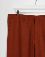 wax london men's Alp - Rust Linen Slim Fit Trousers