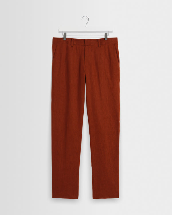 wax london men's Alp - Rust Linen Slim Fit Trousers