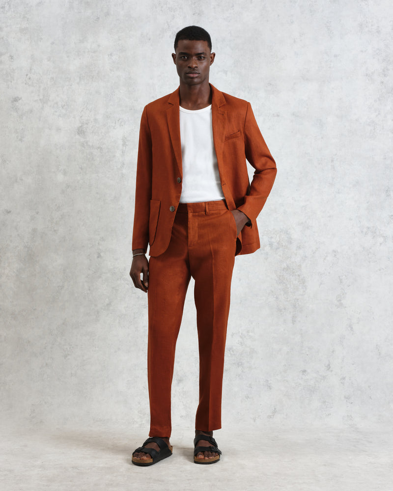 wax london men's Alp - Rust Linen Trousers