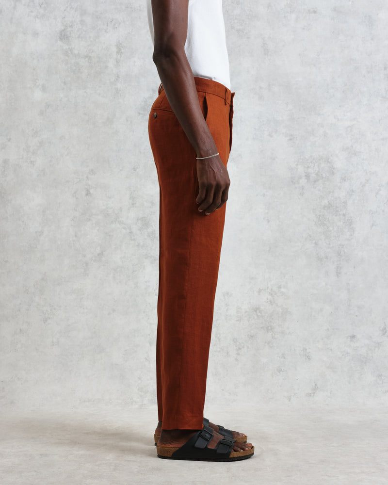 wax london men's Alp - Rust Linen Trousers