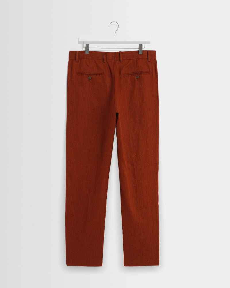 Men's Rust Linen Trousers & Wax London