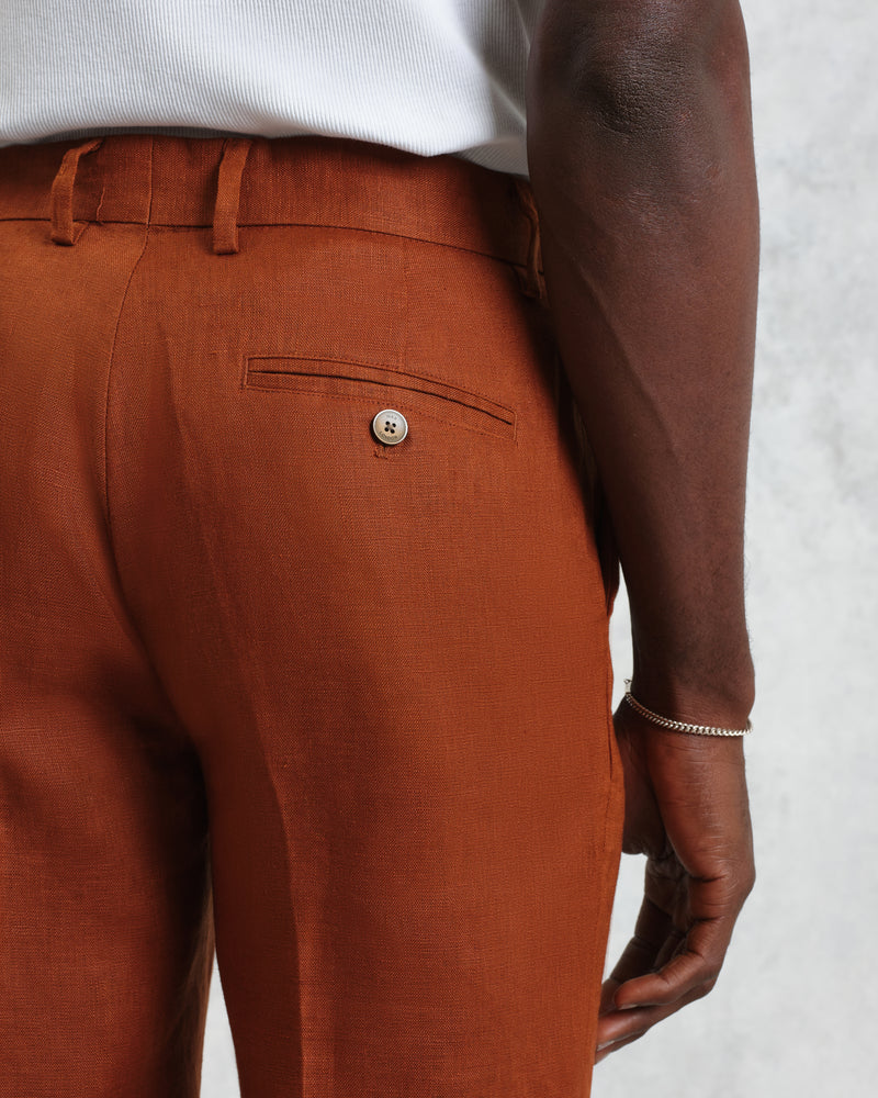 wax london men's Alp - Rust Linen Trousers