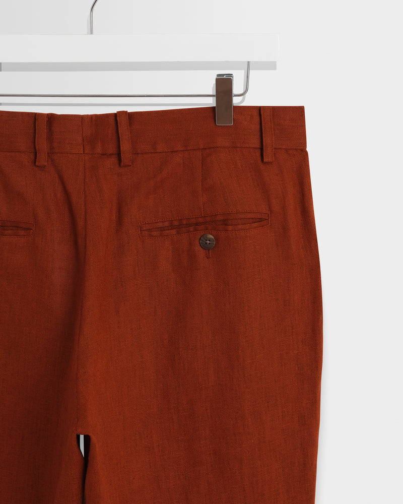 Men's Rust Linen Trousers & Wax London