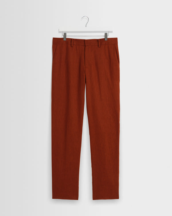wax london men's Alp - Rust Linen Slim Fit Trousers