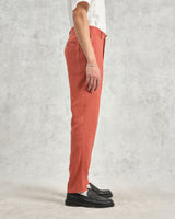 wax london men's Alp - Terracotta Linen Trousers