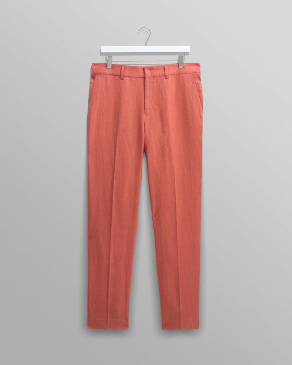 wax london men's Alp - Terracotta Linen Trousers
