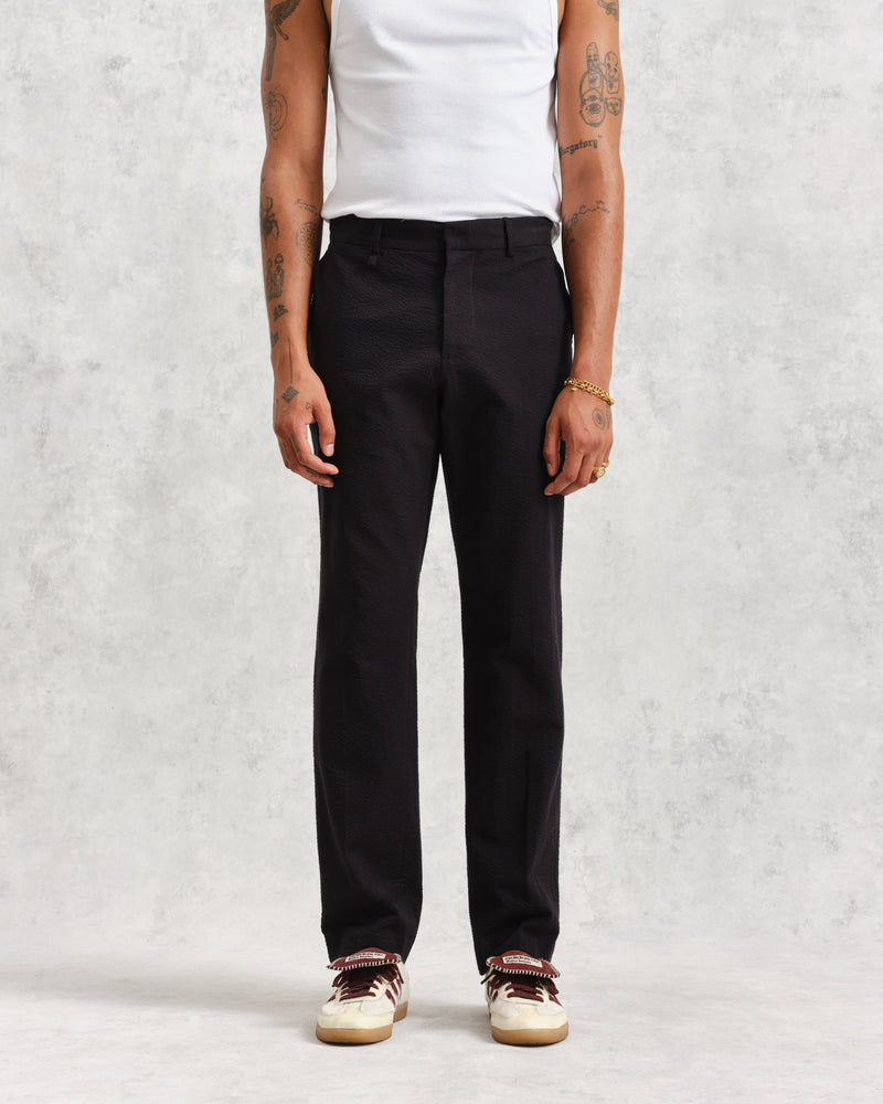 wax london Alp Trousers Black Seersucker