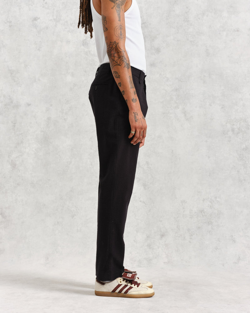 wax london Alp Trousers Black Seersucker