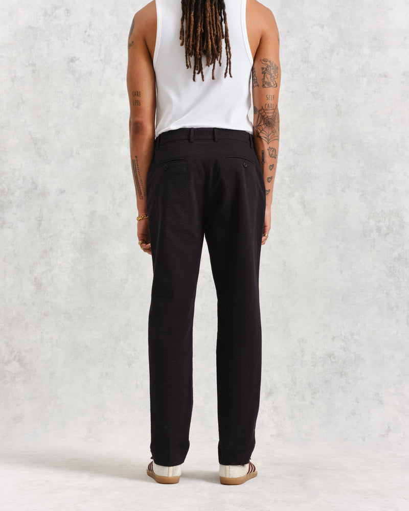 wax london Alp Trousers Black Seersucker