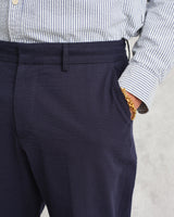 wax london Alp Trousers Navy Seersucker