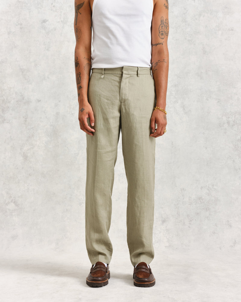 wax london Alp Trousers Pale Green Linen