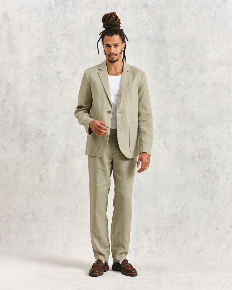 wax london Alp Trousers Pale Green Linen